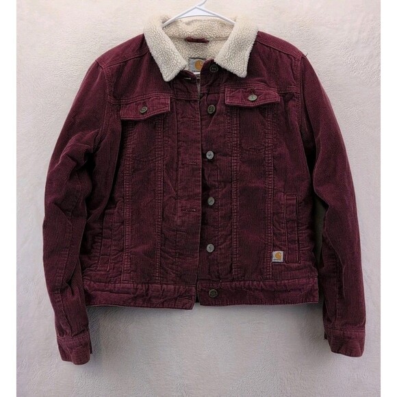 Carhartt 100659 625 Sherpa Lined Button Up Corduroy Chore Jacket Women's S 4/6 - Picture 2 of 14